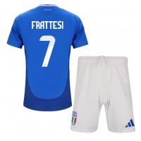 Fotbalové Dres Itálie Davide Frattesi #7 Dětské Domácí ME 2024 Krátký Rukáv (+ trenýrky)